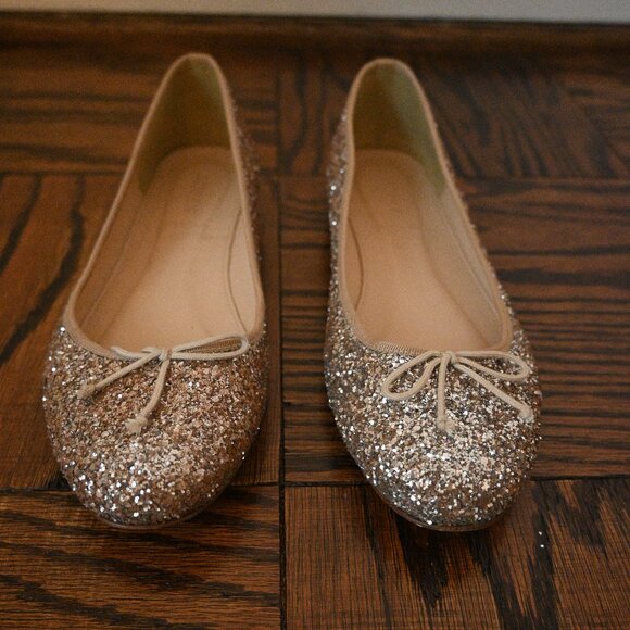 J.Crew Sparkle Flats – Pink Glitter – Size 9M - Picture 1 of 7